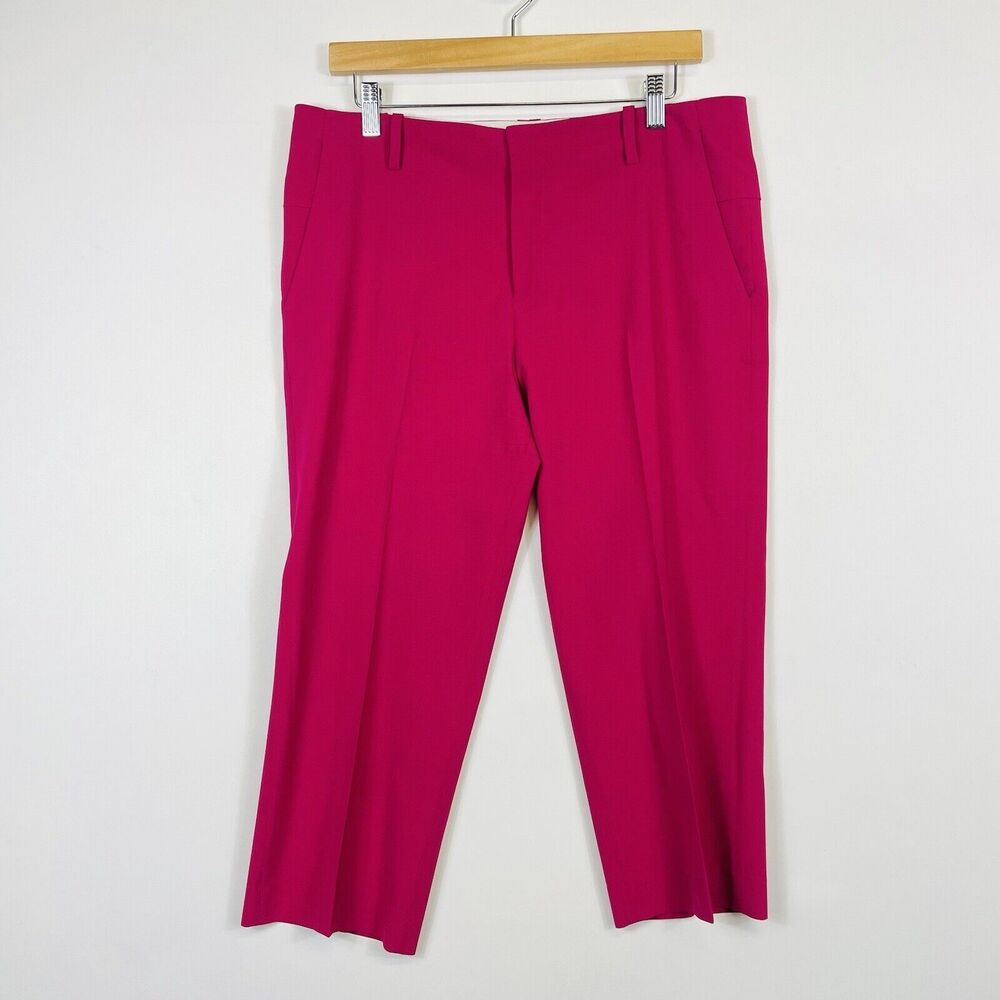 Yigal Azrouel Trousers Womens 10 Hot Pink Wool Blend Barbiecore Quiet Luxury